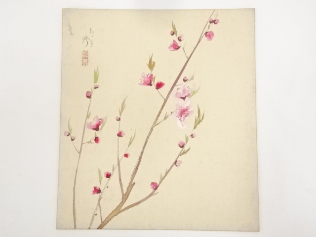 北上聖牛筆　梅図　肉筆色紙